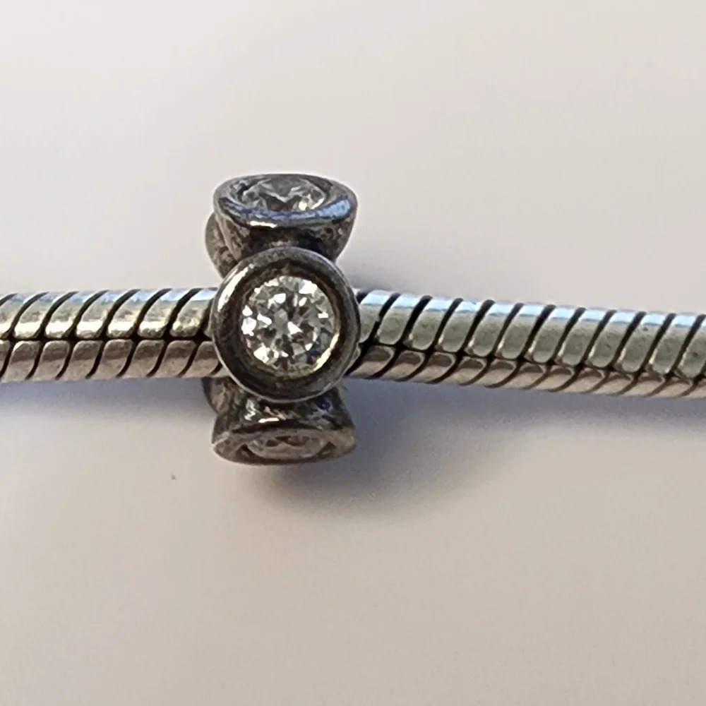 PANDORA LIGHTS CLEAR CZ SPACER 925 ALE STERLING SILVER SPACER CHARM - Picture 2 of 7